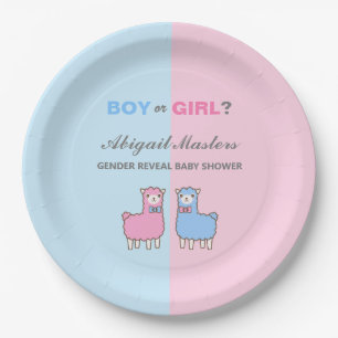 Llama Gender Reveal Baby Shower Pappteller