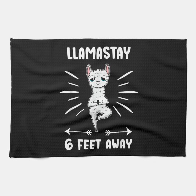 Llama Gift Funny Llama Stay 6 Feet Away Tee Geschirrtuch (Horizontal)