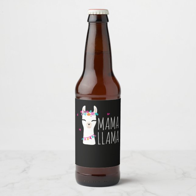 Llama Gift | Mama Llama Bierflaschenetikett (Vorderseite)