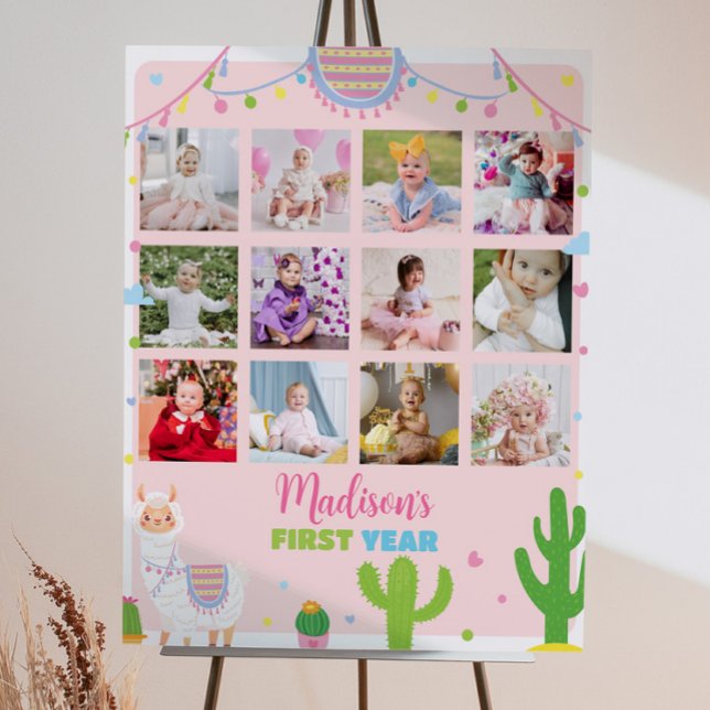 Llama Girl 1. Geburtstag Milestone Zeichen Poster (Von Creator hochgeladen)