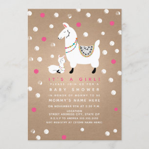 Llama Girl Baby Shower Einladung