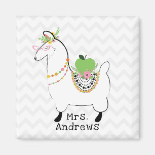 Llama Green Apple Floral Zickzack Magnet