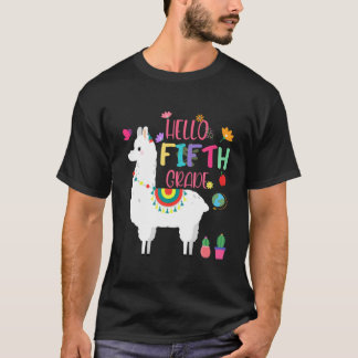 Llama Hello Fifth Grade 2021 202 Team 5Th Grad T T-Shirt