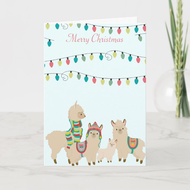 Llama Herd Christmas Feiertagskarte (Vorderseite)