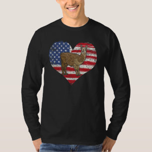 Llama Herz Amerikanische Flagge 4. Juli USA-Flagge T-Shirt