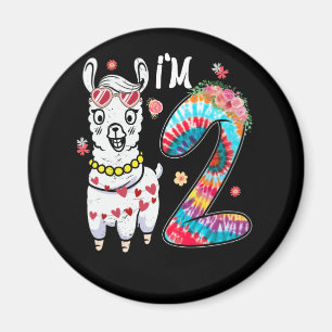 Llama Ich bin 2 Jahre alt 2. Geburtstag Gefärbte K Magnet