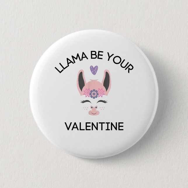 Llama Ihr Valentinstag Herzstück Button (Vorderseite)