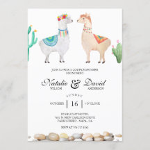 Llama Illustration Aquamarine Dusche Einladung