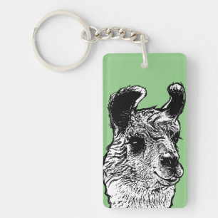 Llama Illustration   PERSONALISIERT Schlüsselanhänger