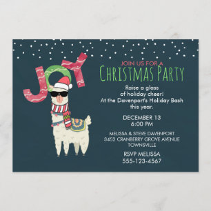 Llama in Weihnachtsmannmütze und Sonnenbrille Weih Einladung