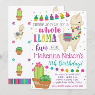 Llama Invitation anniversaire Llama Party