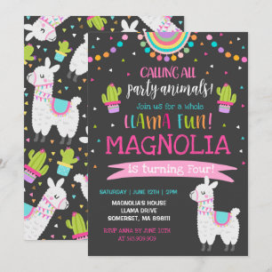 Llama Invitation Anniversaire Toute la Llama Fun P