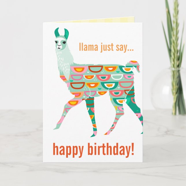 Llama Juste Dire Joyeux Anniversaire - Carte Llama (Devant)