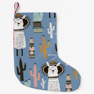 Llama, Kaktus, handGezeichnet Elementmuster. Kleiner Weihnachtsstrumpf