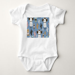 Llama, Kaktus, Handgezeichnete Elemente Muster. Baby Strampler