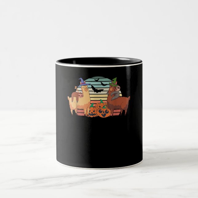 Llama | Kawaii Llama Halloween Sunset Sloth Gift Zweifarbige Tasse (Mittel)