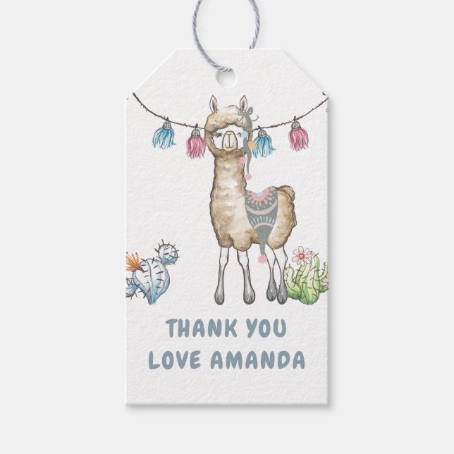 Llama Kindergeburtstag Party Geschenkanhänger (Vorderseite)