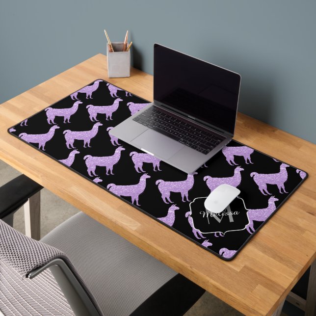 Llama lavande pourpre Éperches motif Monogramme (Bureau 2)