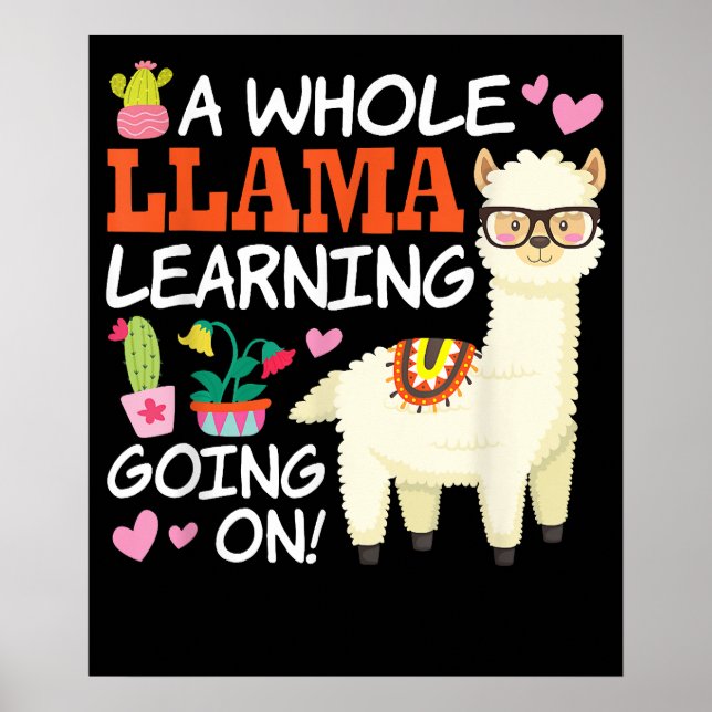 Llama Learning Teachers Schüler Alpaca Liebhaber Poster (Vorne)