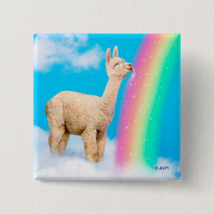 Llama Licking Rainbow Button