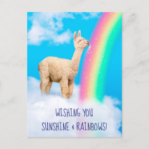 Llama Licking Rainbow Einladungspostkarte