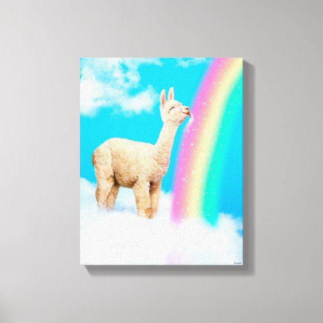 Llama Licking Rainbow Leinwanddruck (Vorderseite)