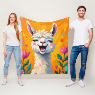 Llama-Liebe in Bloom Fleecedecke
