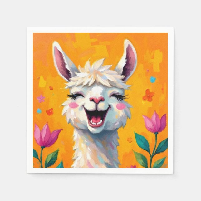 Llama-Liebe in Bloom Serviette (Vorderseite)