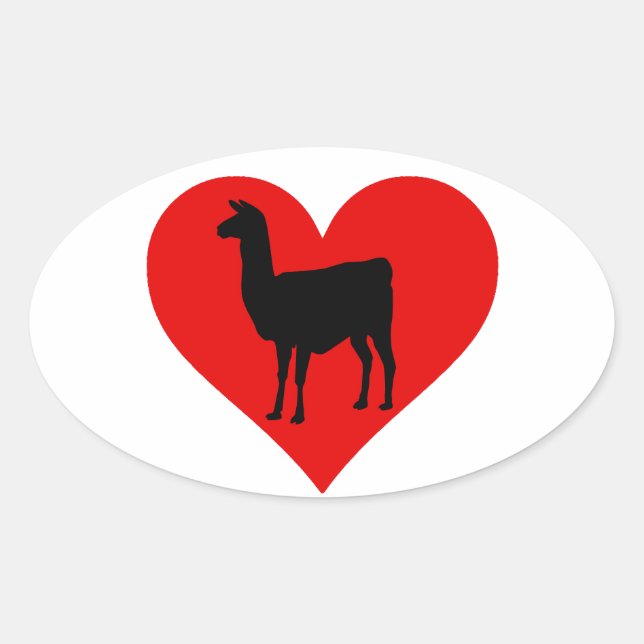 Llama-Liebe Ovaler Aufkleber (Vorderseite)
