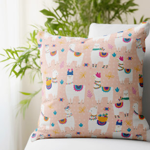 Llama Llama Niedlich Llama Pattern auf rosa Kissen