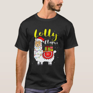 Llama Lolly Lichter Santa Hut Weihnachten Pyjama p T-Shirt