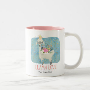 Llama Love Crown Wasserfarbe Süß Kawaii Niedlich Zweifarbige Tasse