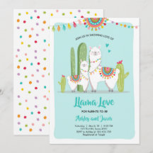 Llama Love Fiesta Boy Blue Baby shower Invitation