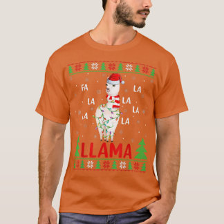 Llama Lover Xmas Lights Ugly Fa La Llama Christ T-Shirt