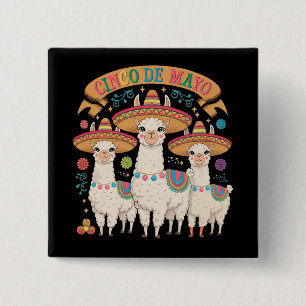 Llama lustige Cinco De Mayo Fiesta-Party Button