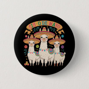 Llama lustige Cinco De Mayo Fiesta-Party Button
