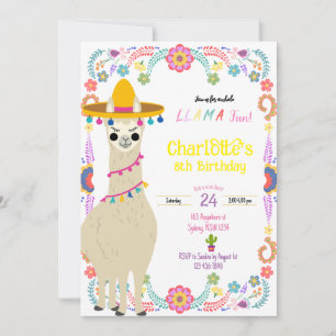Llama lustige Fiesta Geburtstagseinladung Einladung