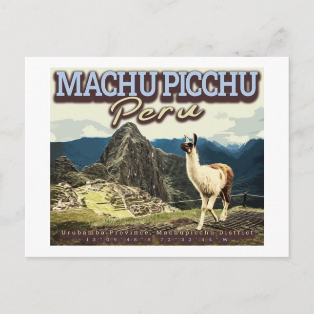 LLAMA - MACHU PICCHU PERU POSTKARTE (Vorderseite)