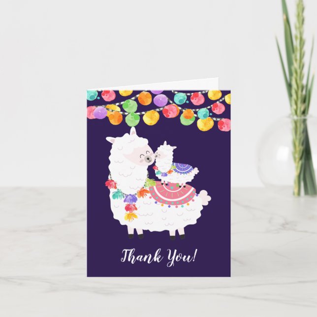 Llama Mama Baby Dusche Vielen Dank Dankeskarte (Vorderseite)
