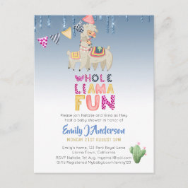 Llama Mama Baby Fiesta Cacti Fun Modern Girl Boy Postkarte