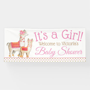 Llama Mama Baby Mädchen Llama Baby Shower Banner