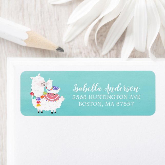 Llama Mama Baby Showadresse Etikett (Insitu)