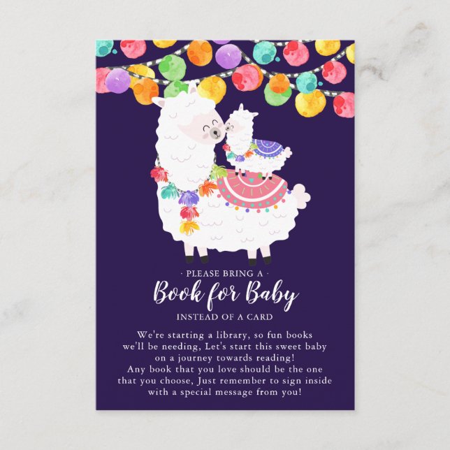 Llama Mama Baby Shower Book for Baby Card Begleitkarte (Vorderseite)