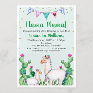 Llama Mama Baby Shower Einladung