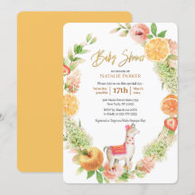 Llama Mama Citrus Floral Greenery Baby Shower