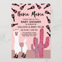 Llama Mama Pink Niedlich Cactus Maraca Baby Shower