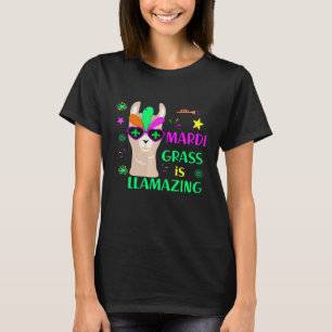 Llama Mardi Gras Feder Masken Parade LLamazing Pr T-Shirt