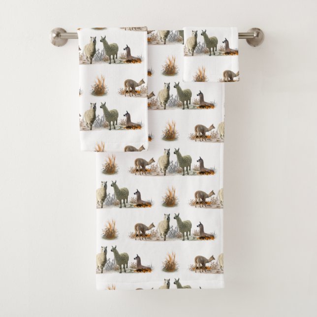 Llama Meadow Badehandtuch Set (Farbe auswählen) (Insitu)