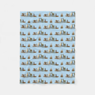 Llama Meadow Fleece-Decke (Hellblau) Fleecedecke