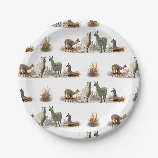 Llama Meadow Paper Plate Pappteller (Vorderseite)